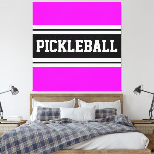 PICKLEBALL Fun Tropisch Pink, weiße Streifen Leinwanddruck
