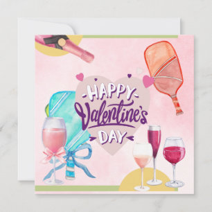 Pickleball für Valentinstag Feiertagskarte
