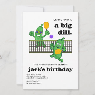 Pickleball Geburtstag, Pickle Ball Einladung, 40. Einladung