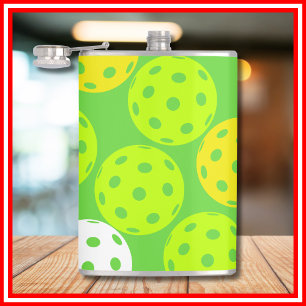 Pickleball-Geburtstagsfeier Cute Green Sports Flachmann