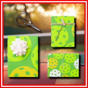 Pickleball Geburtstagsfeier Cute Grüne Sportarten Geschenkpapier Set
