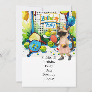 Pickleball Geburtstagsparty für siamesische Katzen Einladung