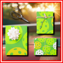 Pickleball Geburtstagsparty Niedlicher Grüner Spor Geschenkpapier Set