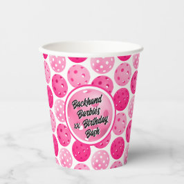 Pickleball Geburtstagsparty Pink White Personalisi Pappbecher