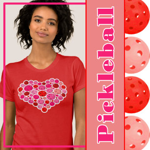 Pickleball gefüllt Herzrosa und rote Liebe T-Shirt