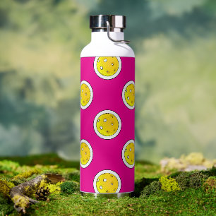 Pickleball Gelbe Pickleballs Polka Docks Hot Pink Trinkflasche
