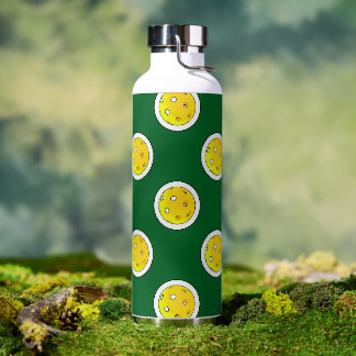 Pickleball Gelbe Pickleballs Polka Dots Green Trinkflasche