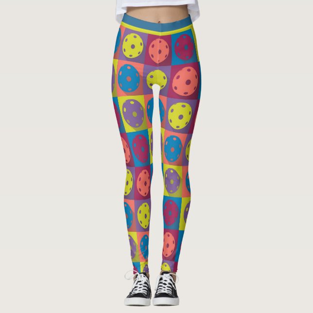 Pickleball - geometrisches Muster, Farbmischung LX Leggings (Vorderseite)