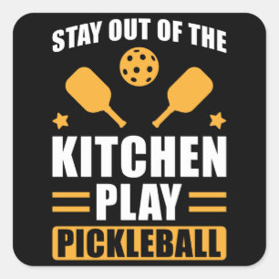 Pickleball-Geschenk Bleibe aus der Küche Quadratischer Aufkleber