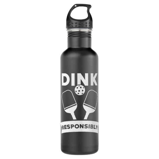 Pickleball Gift Dink verantwortungsbewusst Puff Edelstahlflasche (Vorderseite)