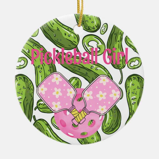 Pickleball Girl Pickles und Pickleballs kundenspez Keramik Ornament (Vorne)