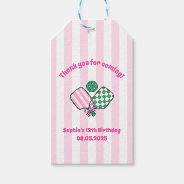 Pickleball Girls Geburtstag Geschenkanhänger (Vorderseite)