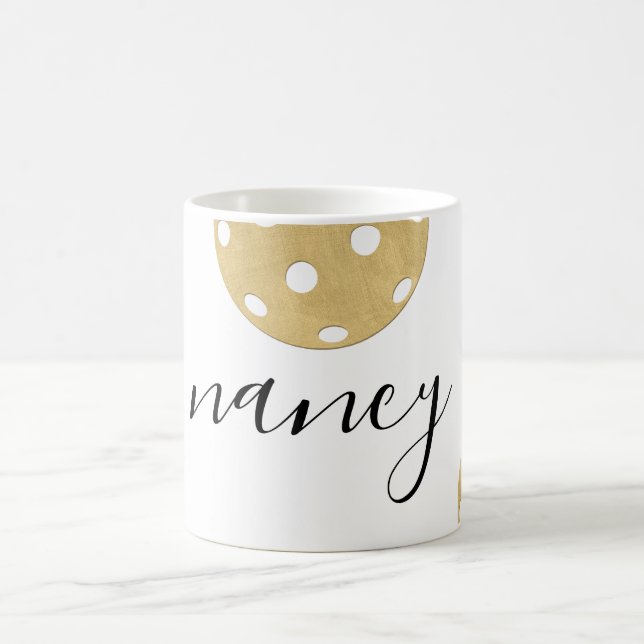 Pickleball Gold Chic Nom personnalisé Mug (Centre)