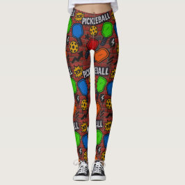 Pickleball Graffiti Art Burst Leggings
