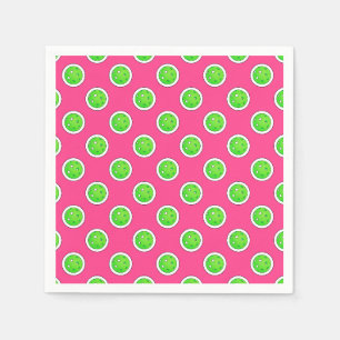 Pickleball Green Pickleballs Polka Dots Hot Pink Serviette