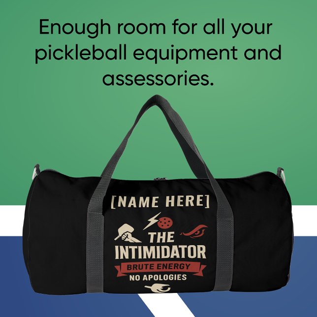 Pickleball Gym Bag Featuring The Intimidator Duffle Bag (PICKLEBALL PERSONALIZED NAME GYM BAG)
