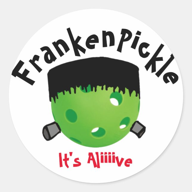 Pickleball Halloween - FrankenPickle - Es ist live Runder Aufkleber (Vorderseite)