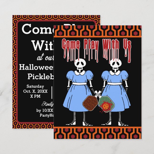 Pickleball Halloween Kostüme Party Horror Twins Einladung (Vorne/Hinten)