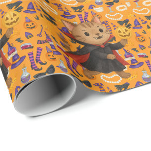 Pickleball-Halloween-Party für Katzenliebhaber Geschenkpapier