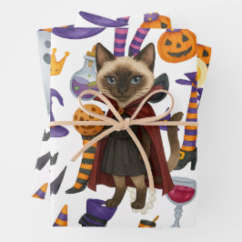 Pickleball-Halloween-Party für Katzenliebhaber Geschenkpapier Set
