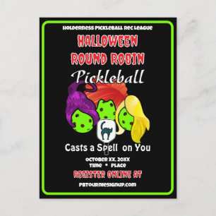Pickleball-Halloween-Party Hexen wirken einen Zaub Einladungspostkarte