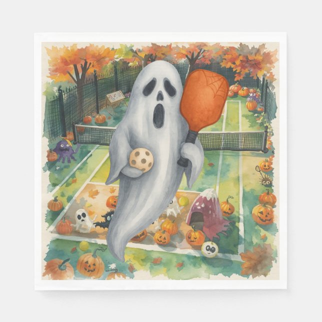 Pickleball-Halloween-Party mit Paddel und Ball Serviette (Vorderseite)