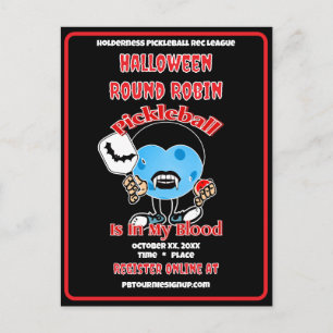 Pickleball-Halloween-Round-Robin-Party-Vampir Einladungspostkarte
