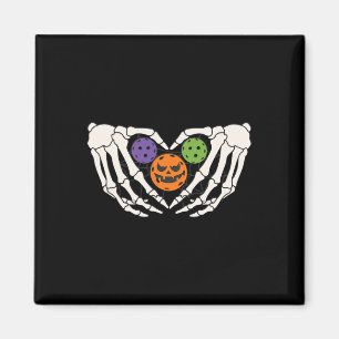 Pickleball Halloween Skelett Hände Liebesherz Kürb Magnet
