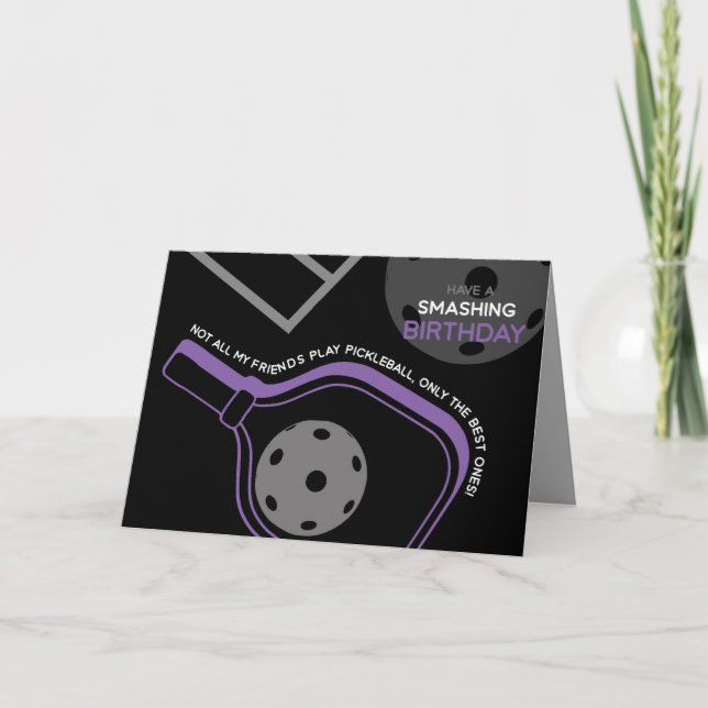 Pickleball Happy Birthday Black Customizable Card Karte (Vorderseite)