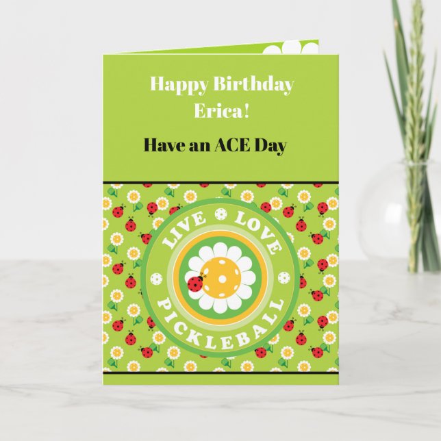 Pickleball Happy Birthday Green  Customizable Card Karte (Vorderseite)