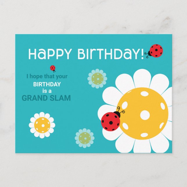 Pickleball Happy Birthday Türkis individuell anpas Postkarte (Vorderseite)