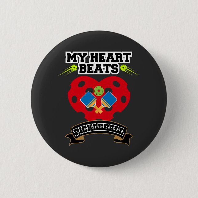 Pickleball Heart Paddle Ball Passion Sport Liebe Button (Vorderseite)