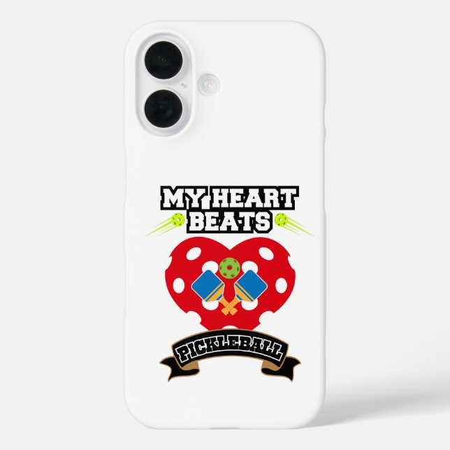 Pickleball Heart Paddle Ball Passion Sport Liebe iPhone 16 Hülle (Rückseite)