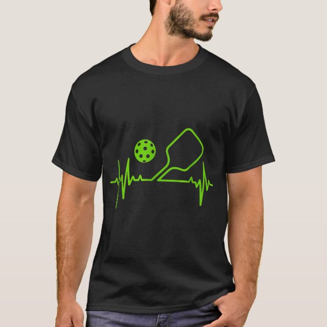 Pickleball Heartbeat Paddle Ball T-Shirt (Vorderseite)