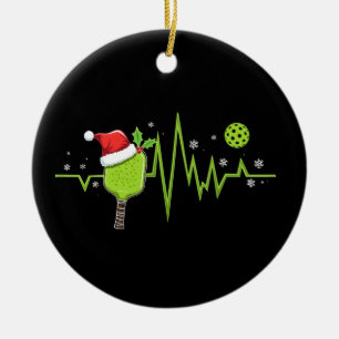 Pickleball Heartbeat Weihnachtsmannmütze Paddle We Keramik Ornament