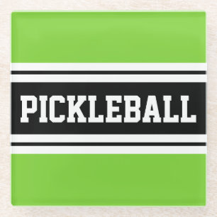 PICKLEBALL Helle Limone Schwarz-weiße Racing Strei Glasuntersetzer