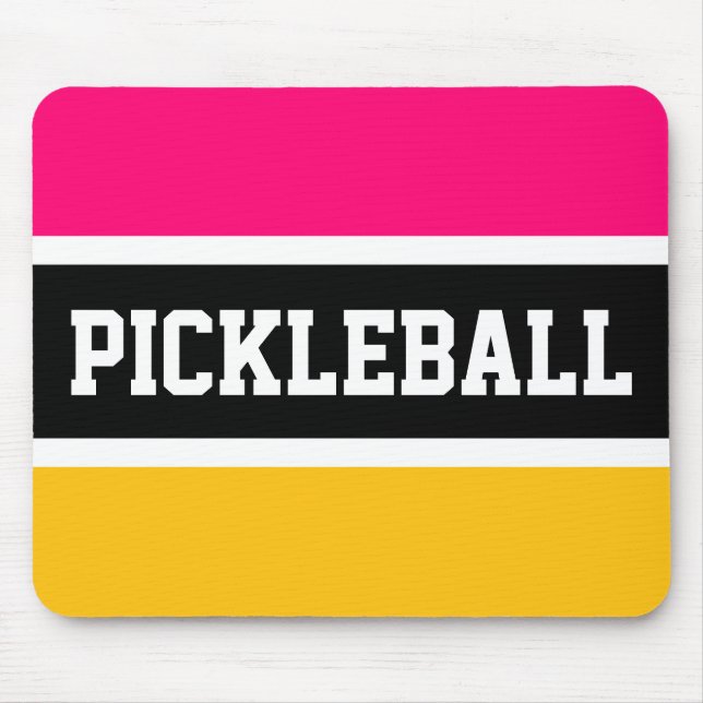 PICKLEBALL Hellrosa Schwarz-weiße Streifen Mousepad (Vorne)