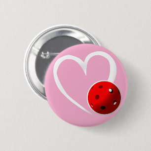 Pickleball Herz Valentine Liebe Rosa Schwarz Button