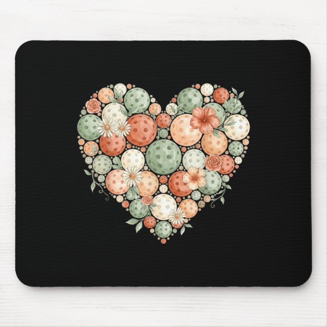 Pickleball Herz Valentinstag passendes Team Männer Mousepad (Vorne)