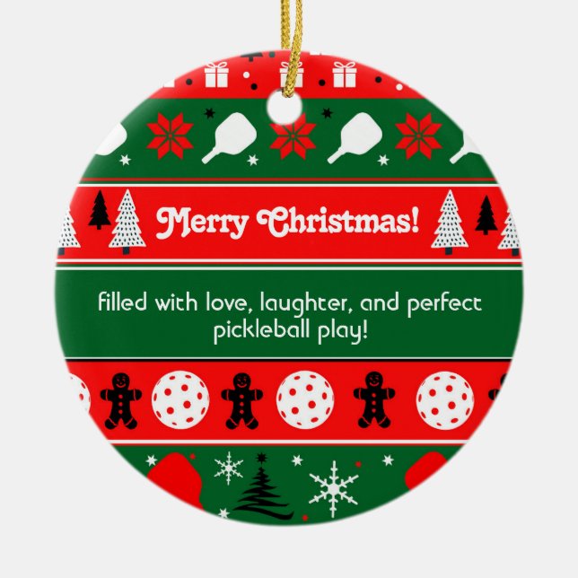 Pickleball Holiday Cheer Keramik Ornament (Vorne)