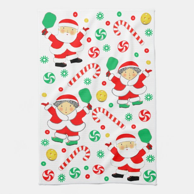 Pickleball Holiday Geschenk Geschirrtuch (Vertikal)