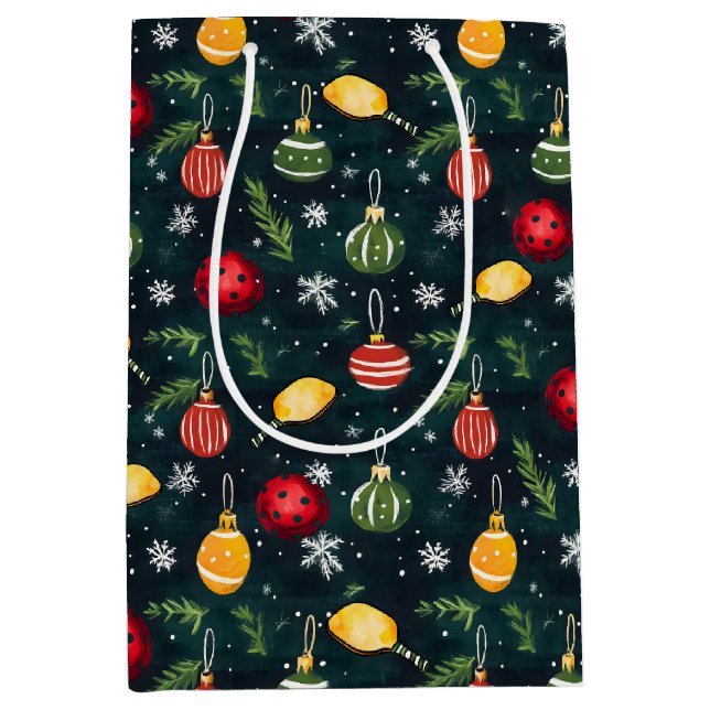 Pickleball Holiday Kundgebung Mittlere Geschenktüte (Vorderseite)