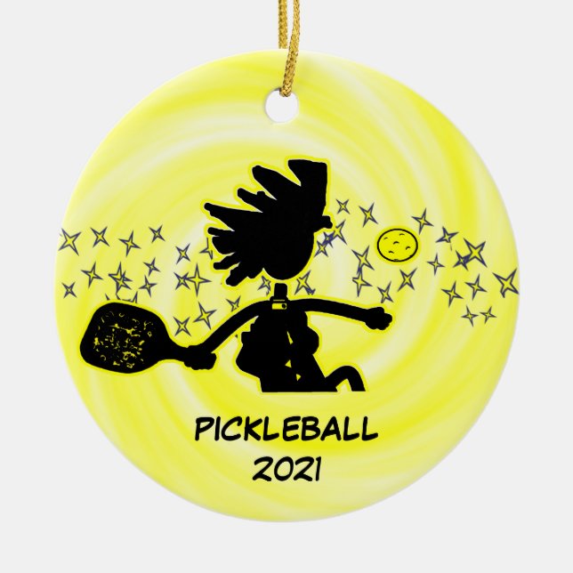 Pickleball Holiday Weihnachten Keramik Ornament (Vorne)