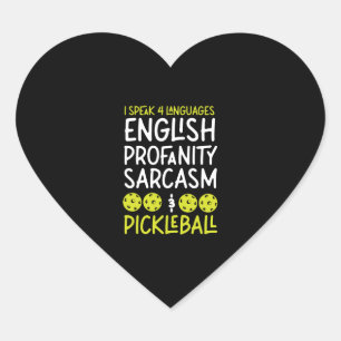 Pickleball I Speak 4 Sprachen Herz-Aufkleber