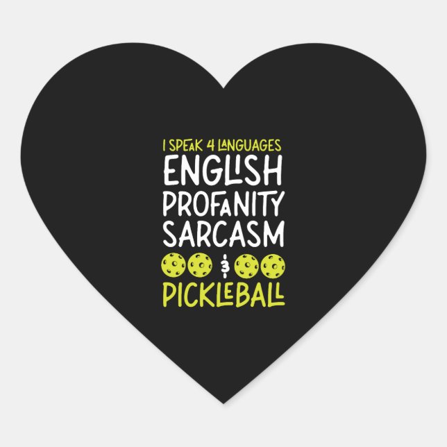 Pickleball I Speak 4 Sprachen Herz-Aufkleber (Vorderseite)