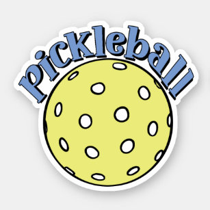 Pickleball in Blau mit gelbem Ball Aufkleber