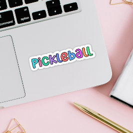 Pickleball in farbenfroher Multicolor Retro Typogr Aufkleber
