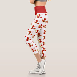 Pickleball in Rot auf den Leggings der weißen Capr