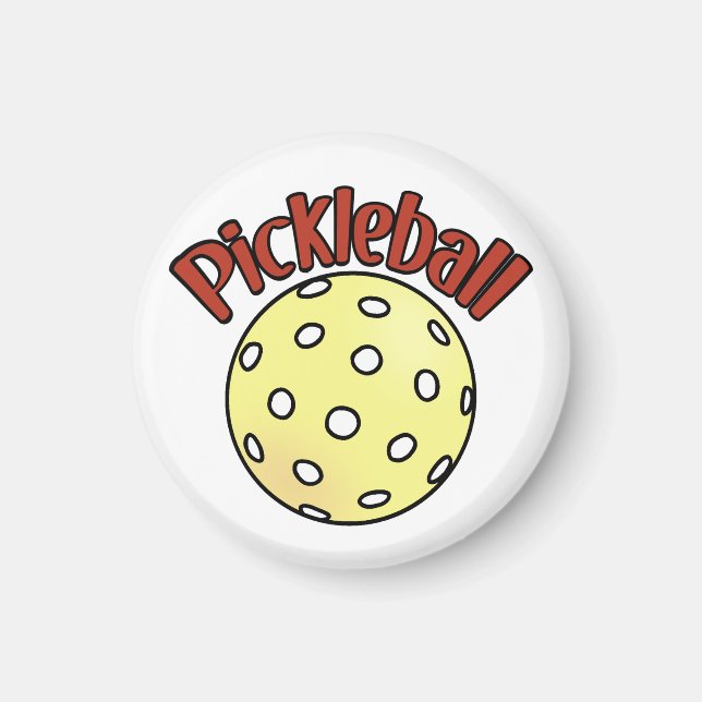 Pickleball in Rot mit Gelber Ball Magnet (Vorne)