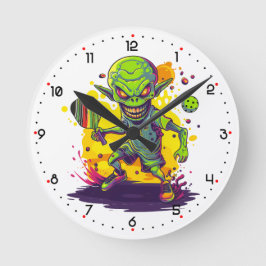 Pickleball Invader Pickleball Runde Wanduhr